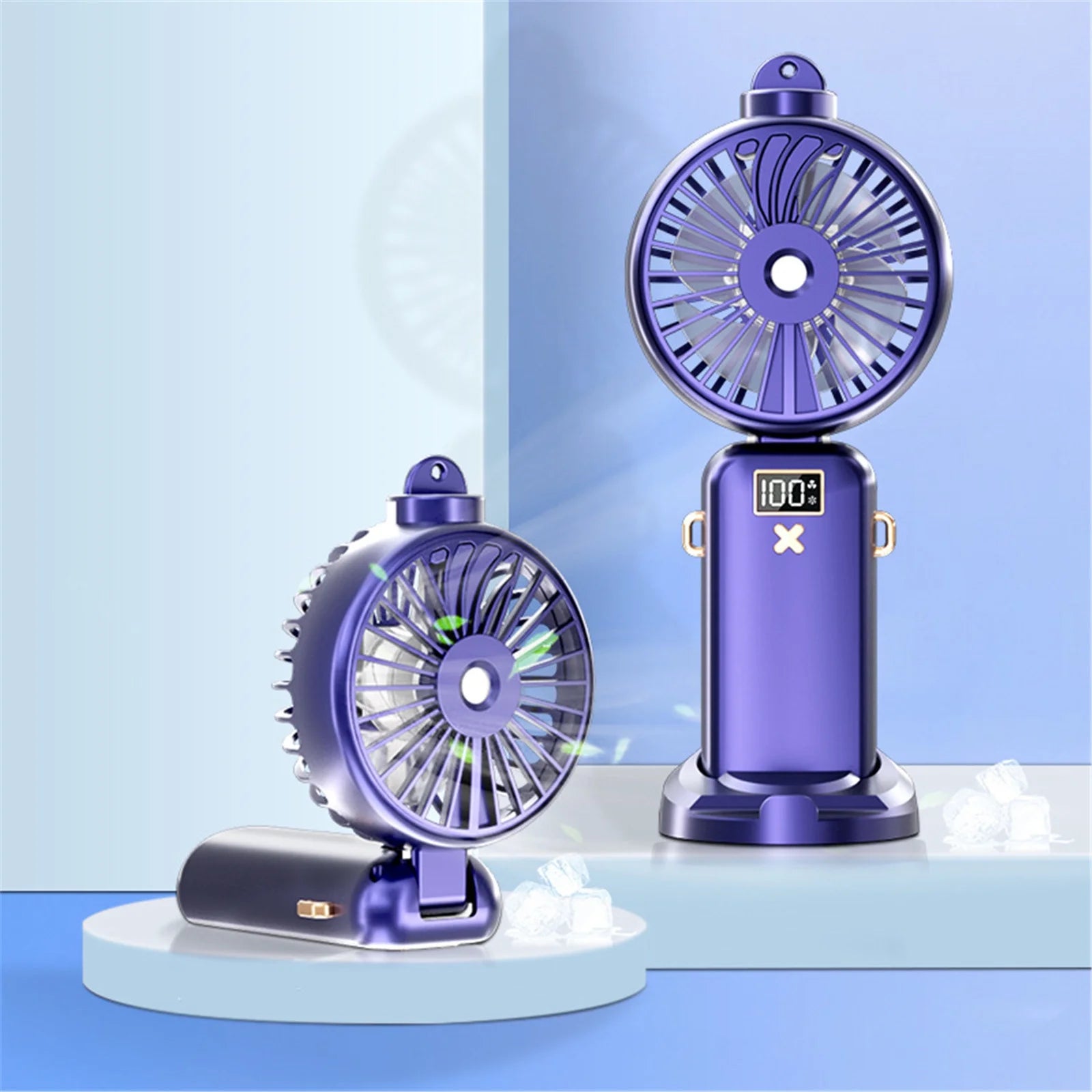 Ventilateur portable rechargeable  avec support et support pour le cou