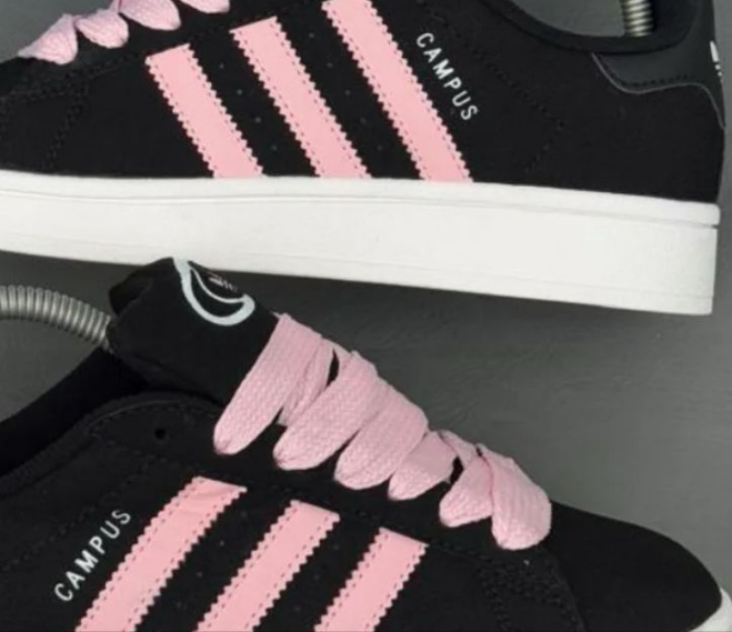Addidas campus noire a motifs rose