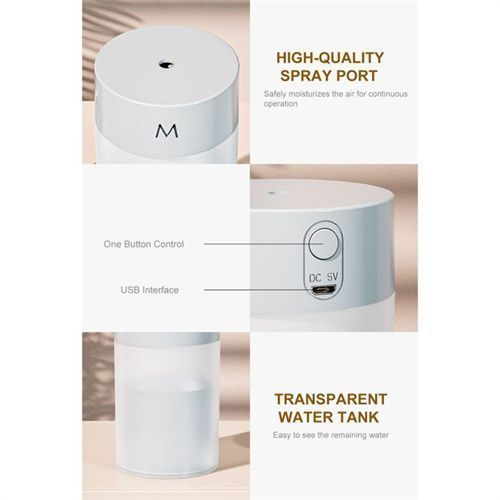 Diffuseur d'humidificateur à brume de 260 ml avec veilleuse colorée et silencieuse