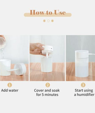 Diffuseur d'humidificateur à brume de 260 ml avec veilleuse colorée et silencieuse