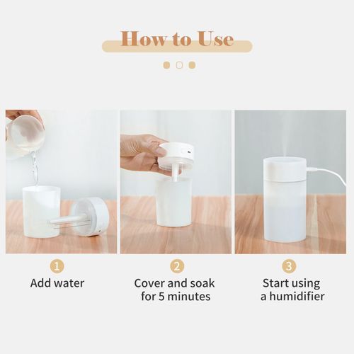 Diffuseur d'humidificateur à brume de 260 ml avec veilleuse colorée et silencieuse
