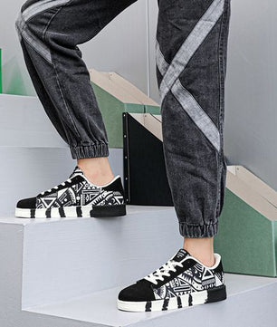GALUIN Nouvelles chaussures décontractées pour hommes Chaussures en toile - noir