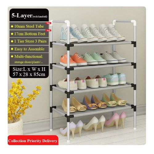 Étagère à chaussures en acier inoxydable pour 20 paires de chaussures à 5 niveaux