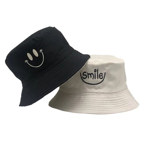 Chapeau bob réversible double face unisexe pour homme et femme, casquette de pêcheur, noir et blanc