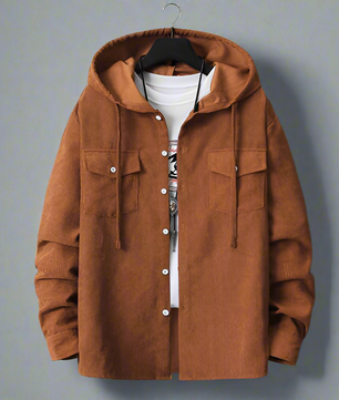 Sweat à capuche zippé en velours côtelé marron élégant Kings Kartel