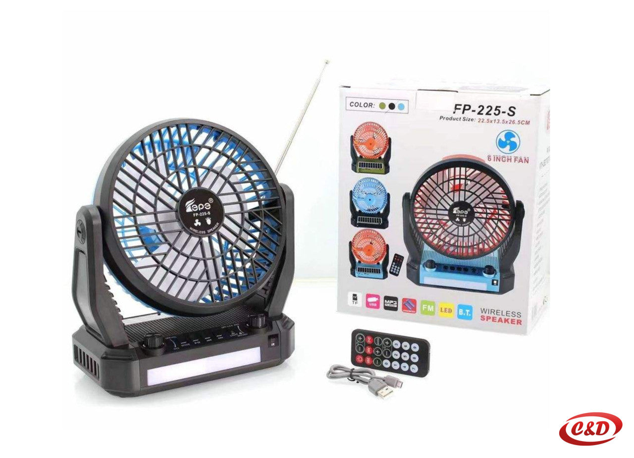 Ventilateur Solaire Rechargeable + Panneaux + Radio Et Bluetooth + Lampe Très Puissant