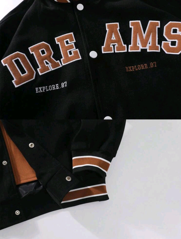 Veste à capuche à cordon de serrage et à rayures pour homme, motif lettres brodées, grande taille