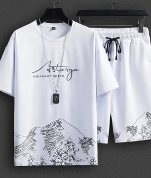Ensemble short à manches courtes 2 en 1 pour homme GALUIN - Blanc