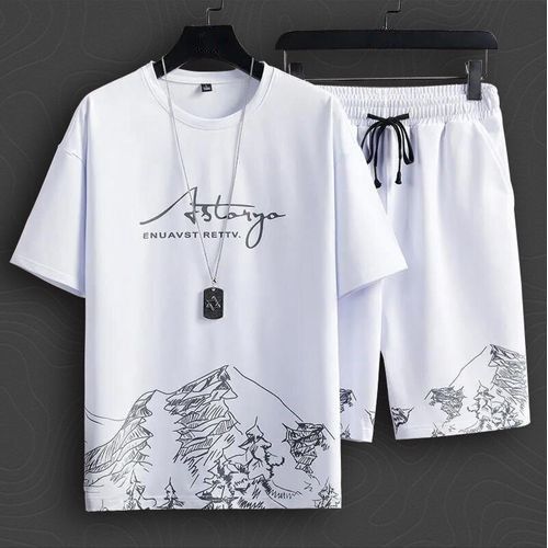 Ensemble short à manches courtes 2 en 1 pour homme GALUIN - Blanc