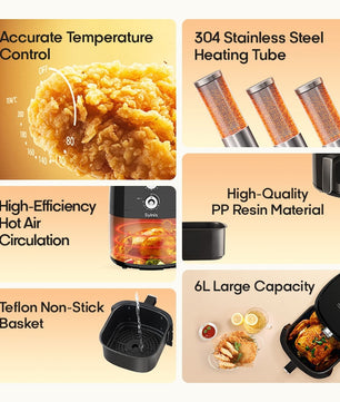 Friteuse à air chaud 3D Syinix 6L avec contrôle de température
