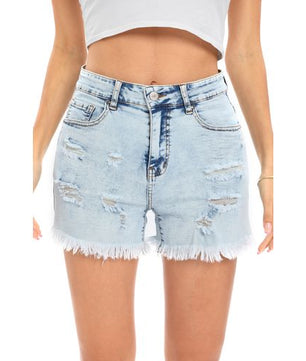 Short en jean déchiré taille haute décontracté pour femme ASHION