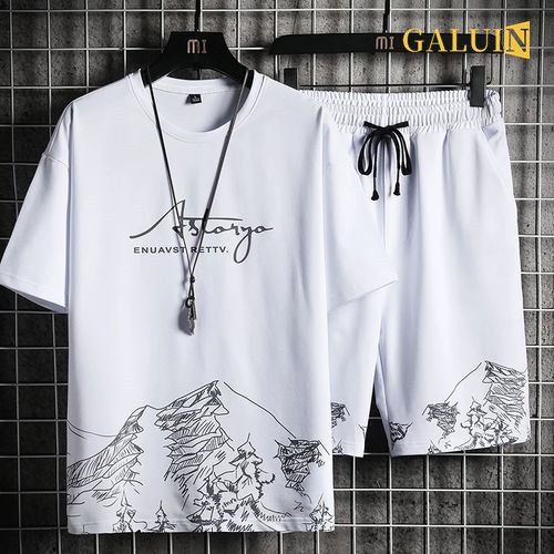 Ensemble short à manches courtes 2 en 1 pour homme GALUIN - Blanc