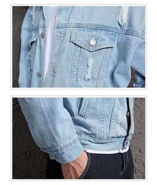 Veste en jean TOUPHY, veste décontractée coréenne, tendance jeunesse, capuche, couple - bleu clair