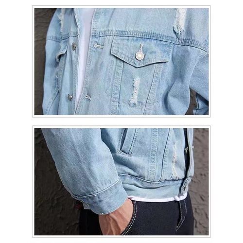 Veste en jean TOUPHY, veste décontractée coréenne, tendance jeunesse, capuche, couple - bleu clair