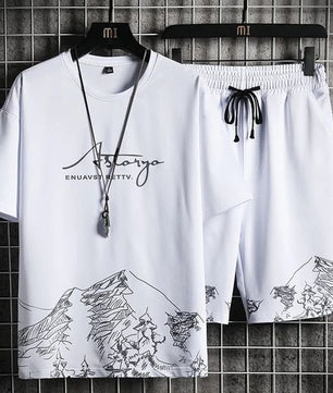Ensemble short à manches courtes 2 en 1 pour homme GALUIN - Blanc