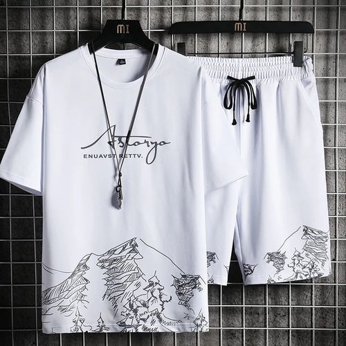 Ensemble short à manches courtes 2 en 1 pour homme GALUIN - Blanc
