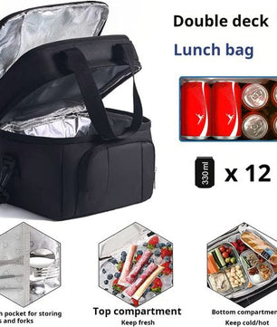 Boîte à lunch isotherme noire de 12 litres