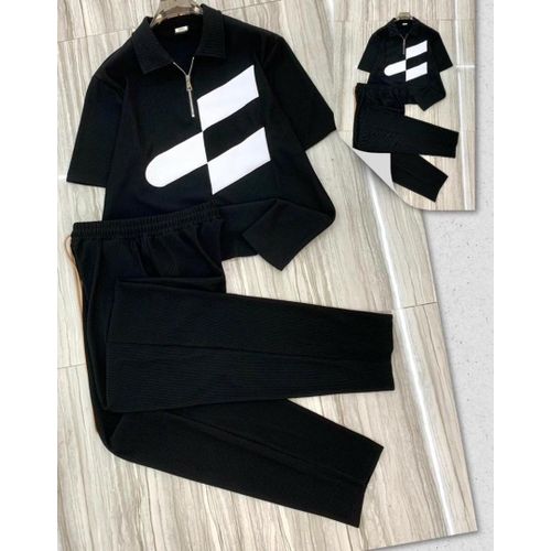 Ensemble 2 pièces homme : pantalon et polo - Noir/blanc