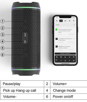 Enceinte Bluetooth 5.0 Oneder V10 TWS avec lumière LED colorée