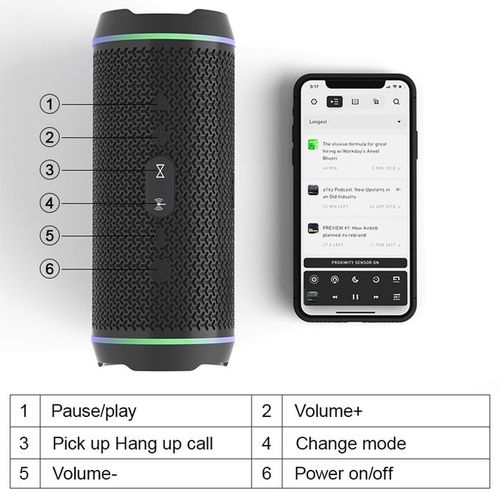 Enceinte Bluetooth 5.0 Oneder V10 TWS avec lumière LED colorée