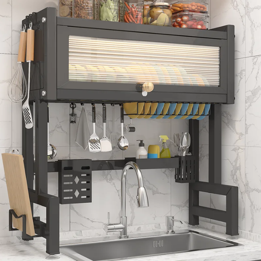 Organisateur multifonctionnel pour cuisine à 3 couches au-dessus de l'évier égouttoir à vaisselle pour cuisine