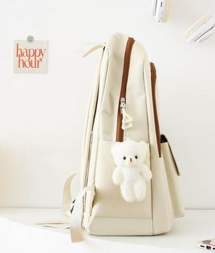 Lot de 5 sacs à dos d'école pour femmes et filles - Beige