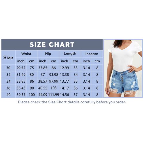Short en jean déchiré taille haute décontracté pour femme ASHION
