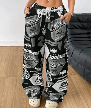 Coolane Femme Été Streetwear Étudiants Tenue Jour de match Preppy Athleisure Décontracté Athleisure Graphiques Pantalon de survêtement jambe large