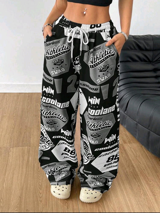 Coolane Femme Été Streetwear Étudiants Tenue Jour de match Preppy Athleisure Décontracté Athleisure Graphiques Pantalon de survêtement jambe large