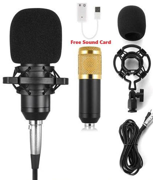 Microphone à condensateur pour studio d'enregistrement audio - Doré