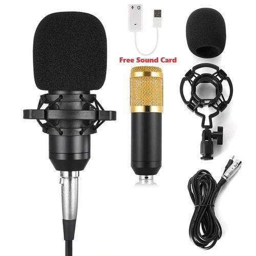 Microphone à condensateur pour studio d'enregistrement audio - Doré