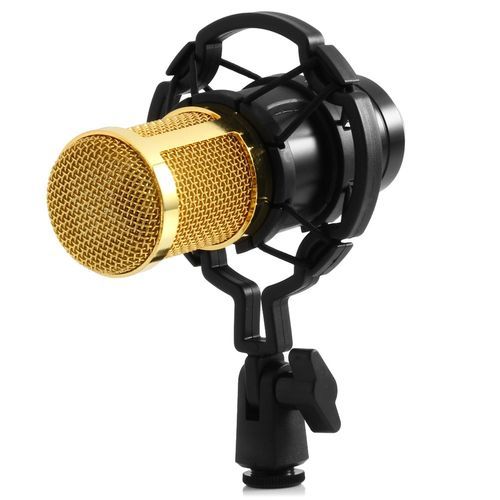 Microphone à condensateur pour studio d'enregistrement audio - Doré