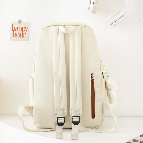 Lot de 5 sacs à dos d'école pour femmes et filles - Beige