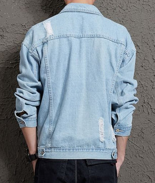 Veste en jean TOUPHY, veste décontractée coréenne, tendance jeunesse, capuche, couple - bleu clair