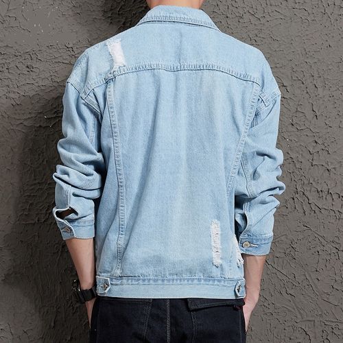 Veste en jean TOUPHY, veste décontractée coréenne, tendance jeunesse, capuche, couple - bleu clair