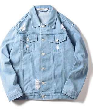 Veste en jean TOUPHY, veste décontractée coréenne, tendance jeunesse, capuche, couple - bleu clair