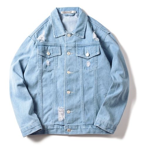 Veste en jean TOUPHY, veste décontractée coréenne, tendance jeunesse, capuche, couple - bleu clair