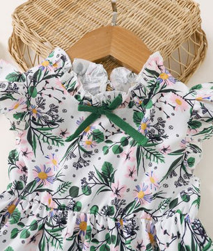 Robe d'été fleurie avec nœud pour fille de 1 à 6 ans
