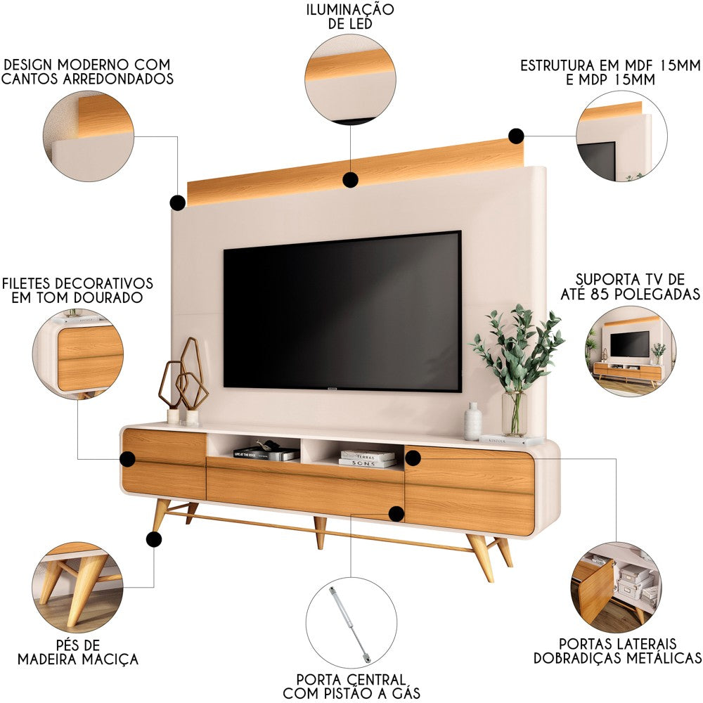 Etagère Panneau TV Nobre Blanc Cassé/