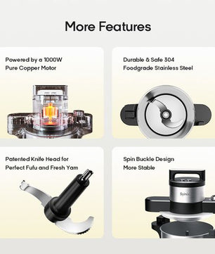 Syinix Swallow Maker ECO - Cuisson et pilement d'ignames/fufu multifonctionnel