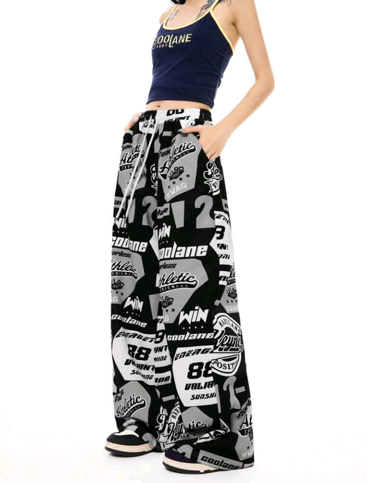 Coolane Femme Été Streetwear Étudiants Tenue Jour de match Preppy Athleisure Décontracté Athleisure Graphiques Pantalon de survêtement jambe large
