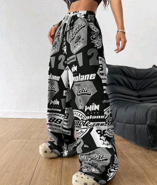 Coolane Femme Été Streetwear Étudiants Tenue Jour de match Preppy Athleisure Décontracté Athleisure Graphiques Pantalon de survêtement jambe large