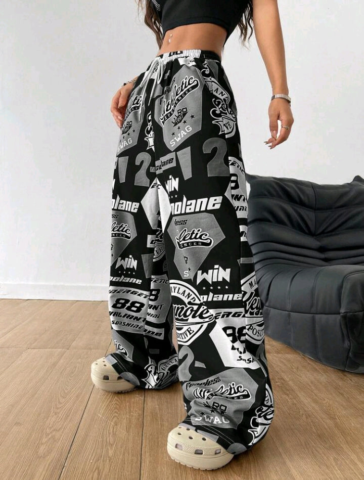 Coolane Femme Été Streetwear Étudiants Tenue Jour de match Preppy Athleisure Décontracté Athleisure Graphiques Pantalon de survêtement jambe large