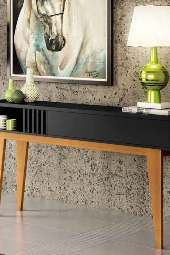 Buffet HB Bless 7042 - Chêne foncé et noir