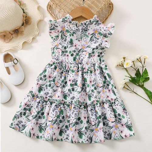Robe d'été fleurie avec nœud pour fille de 1 à 6 ans
