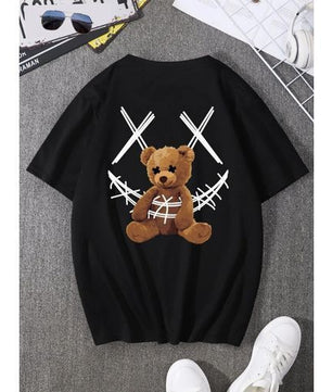 T-shirt Dou-color pour homme, motif ours épais, noir