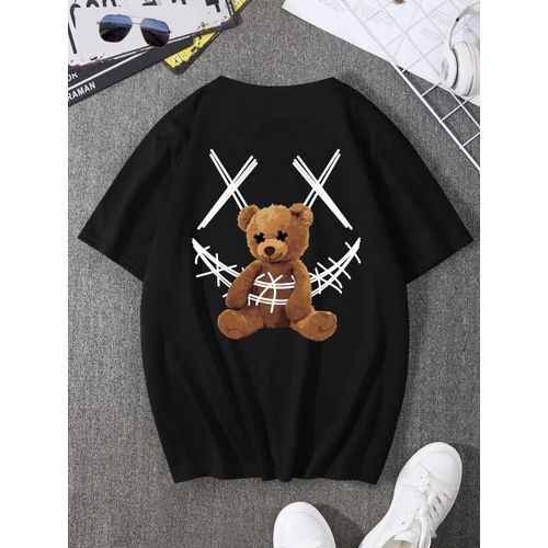 T-shirt Dou-color pour homme, motif ours épais, noir