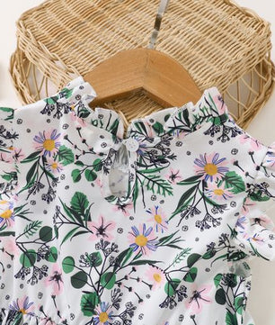 Robe d'été fleurie avec nœud pour fille de 1 à 6 ans