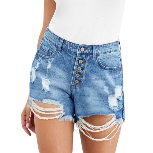 Short en jean déchiré taille haute décontracté pour femme ASHION