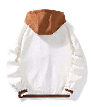 Veste à capuche à cordon de serrage et à rayures pour homme, motif lettres brodées, grande taille
